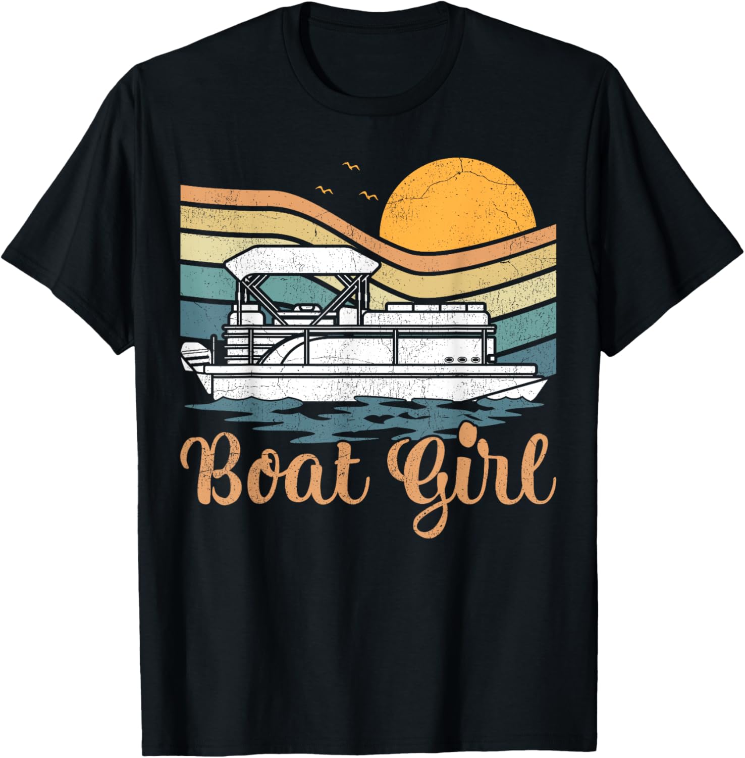Pontoon Boat Vintage Sunset Boating First Mate Boat