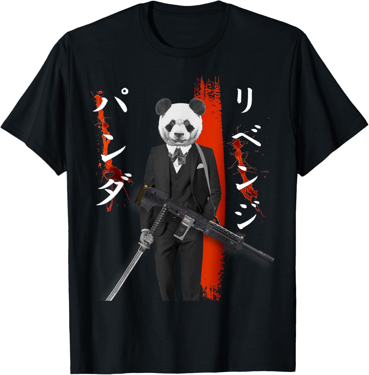 T Shirt Stealth Panda Revenge Samurai Sword Assault Gun