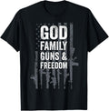 God Family Guns Freedom Pro Gun American Flag Guns T Shirt Women