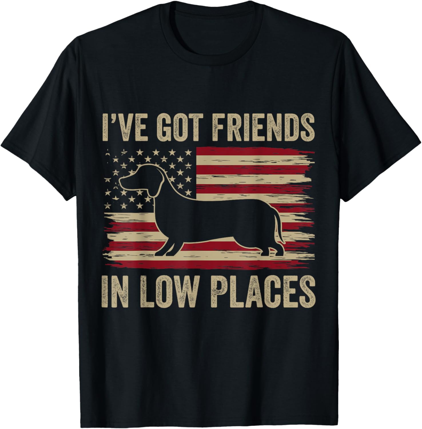 Dachshund I've Got Friends In Low Places Wiener Dog Vintage Men Women Kids