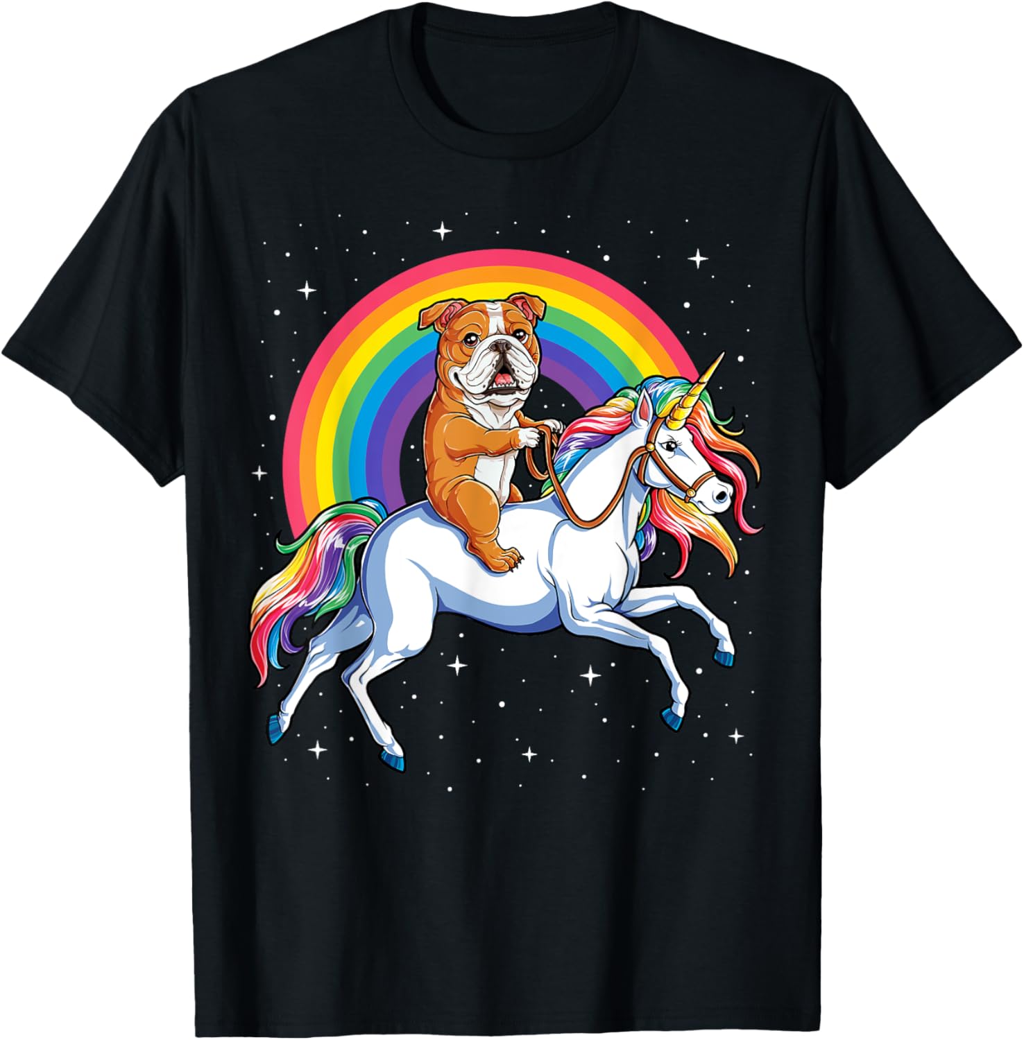 English Bulldog Unicorn T shirt Girls Space Galaxy Rainbow