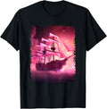 Cool Retro Pirate Ship Women Men Pink Art