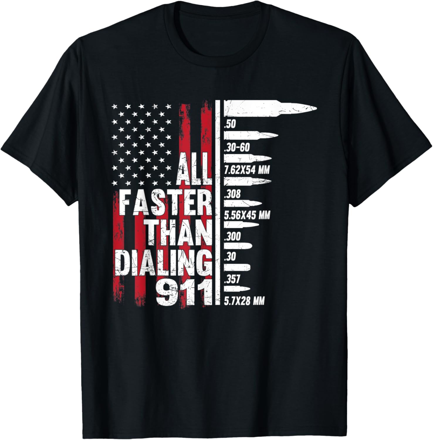 All Faster Than Dialing 911 American Flag Gun Lover Men