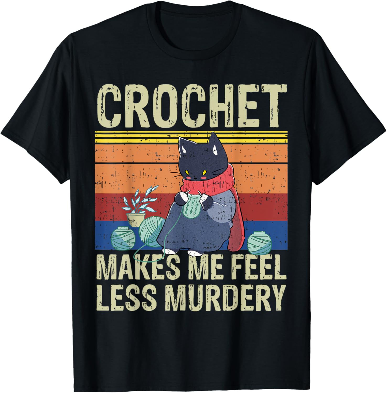 Grumpy Crochet Cat Funny Knitting Yarn Lovers Crochet Mom T-Shirt for Men Women