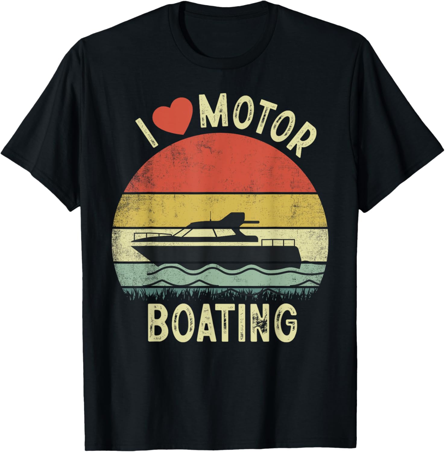 Retro I Love Motor Boating Funn Boater Boat