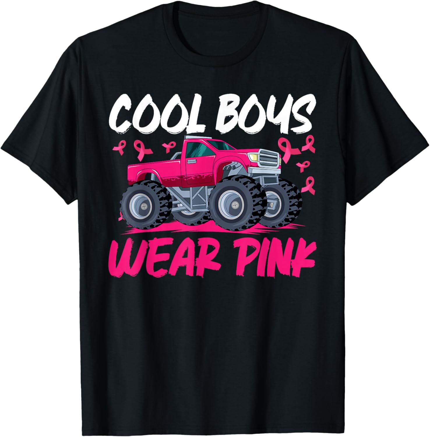 Monster Truck Breast Cancer Awareness Cool Boys Wear Pink