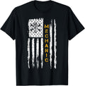 Vintage Usa American Flag Diesel Mechanic Silhouette Funny