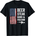 Beer Steak Guns Freedom Usa Drinking Bbq Funny Mens Gun