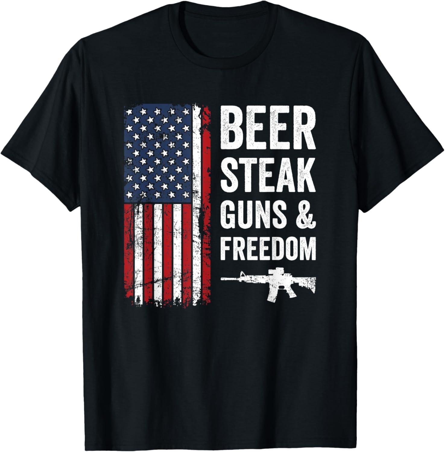 Beer Steak Guns Freedom Usa Drinking Bbq Funny Mens Gun