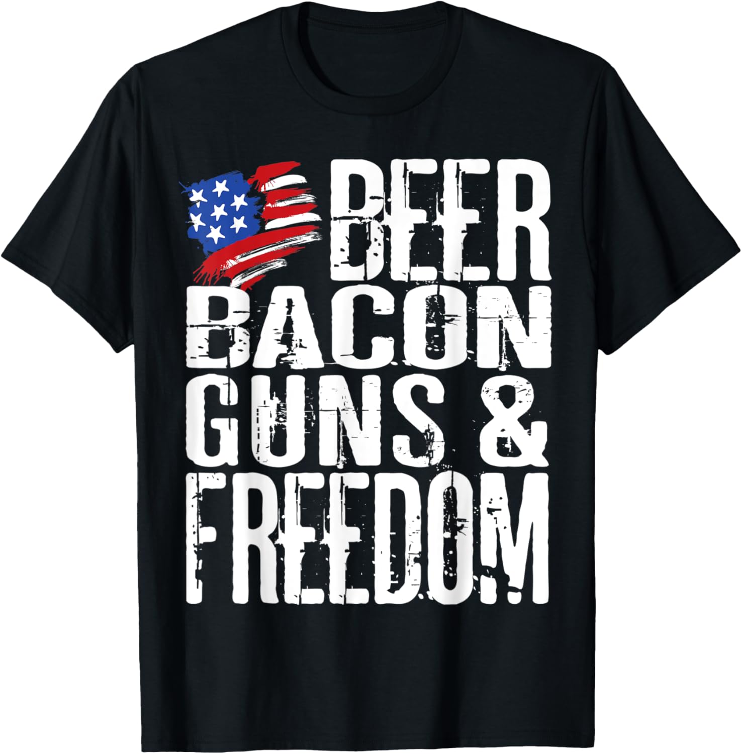 Beer Bacon Guns Freedom T Shirt Funny Patriot Us Flag Tee