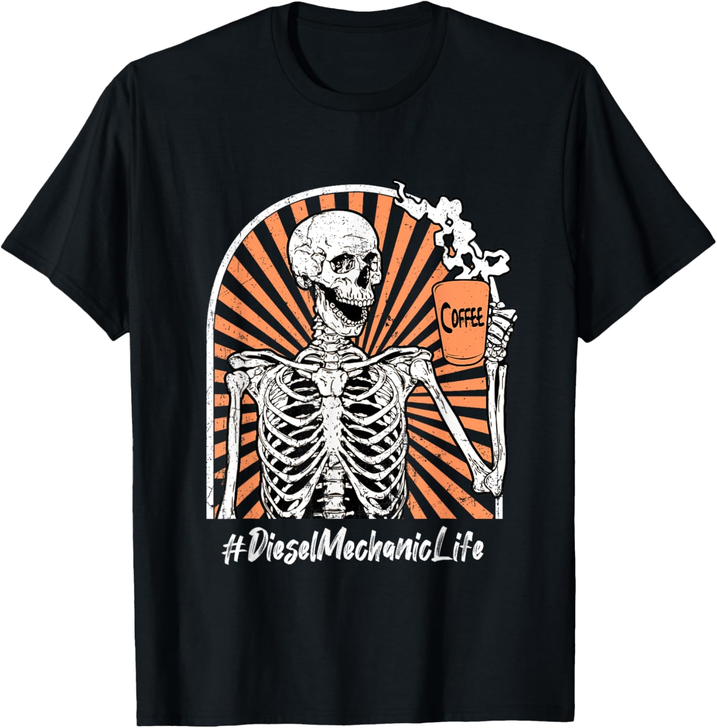 Diesel Mechanic Life Coffee Skeleton Exhausted Funny
