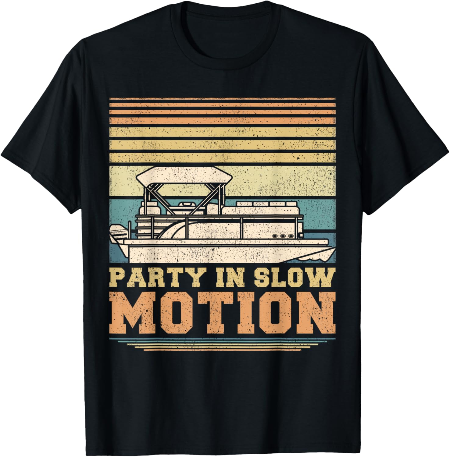 Vintage Distressed Pontoon Boat Party In Slow Motion