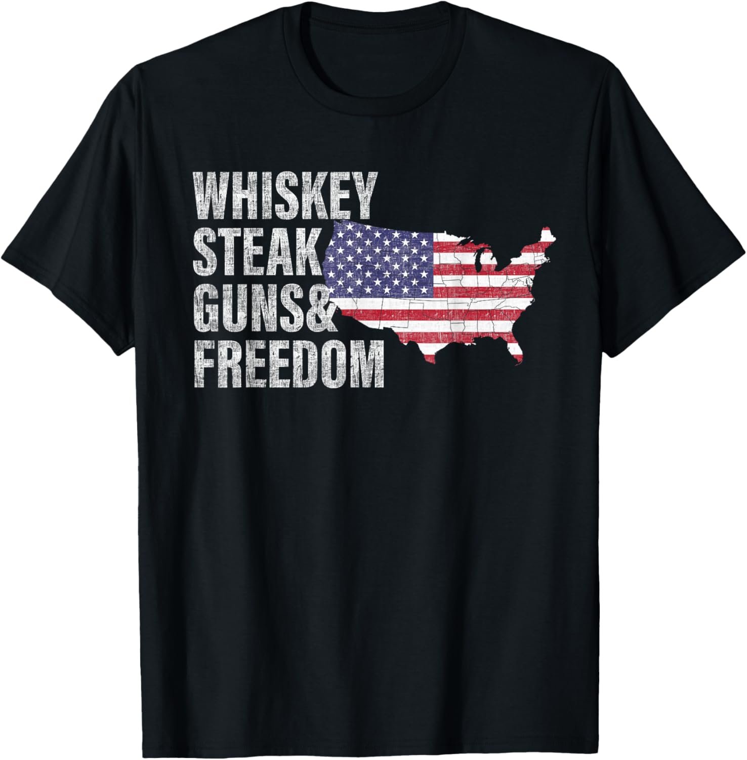 Whiskey Steak Guns Freedom T Shirt American Flag Tee