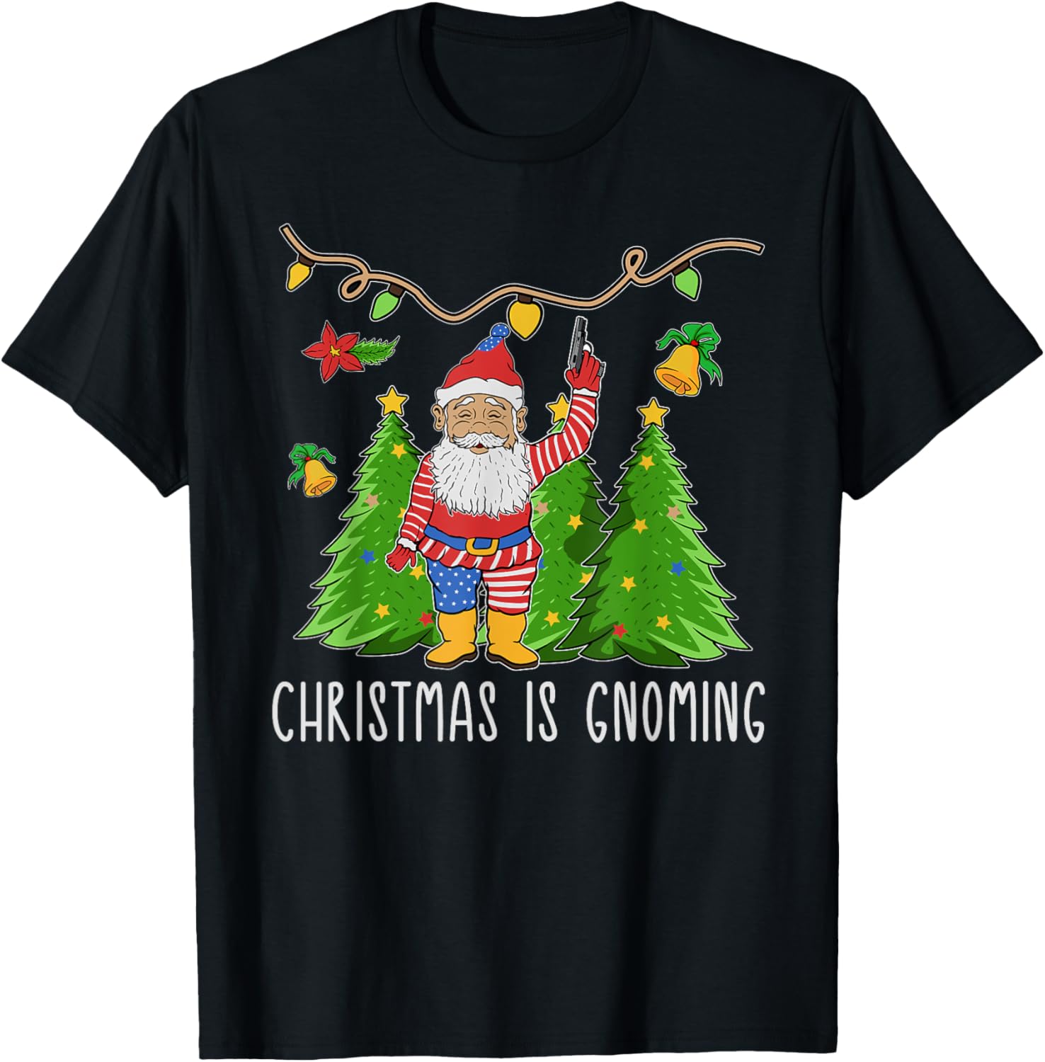 Christmas Is Gnoming Usa Patriotic Gun Shooting Gnome Xmas