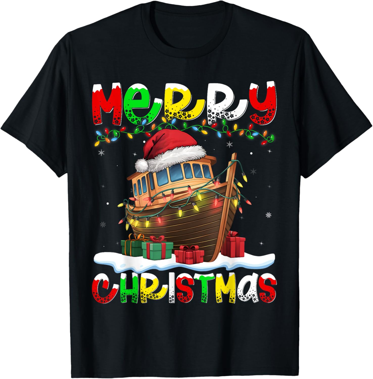 Xmas Lighting Santa Hat Boat Merry Christmas
