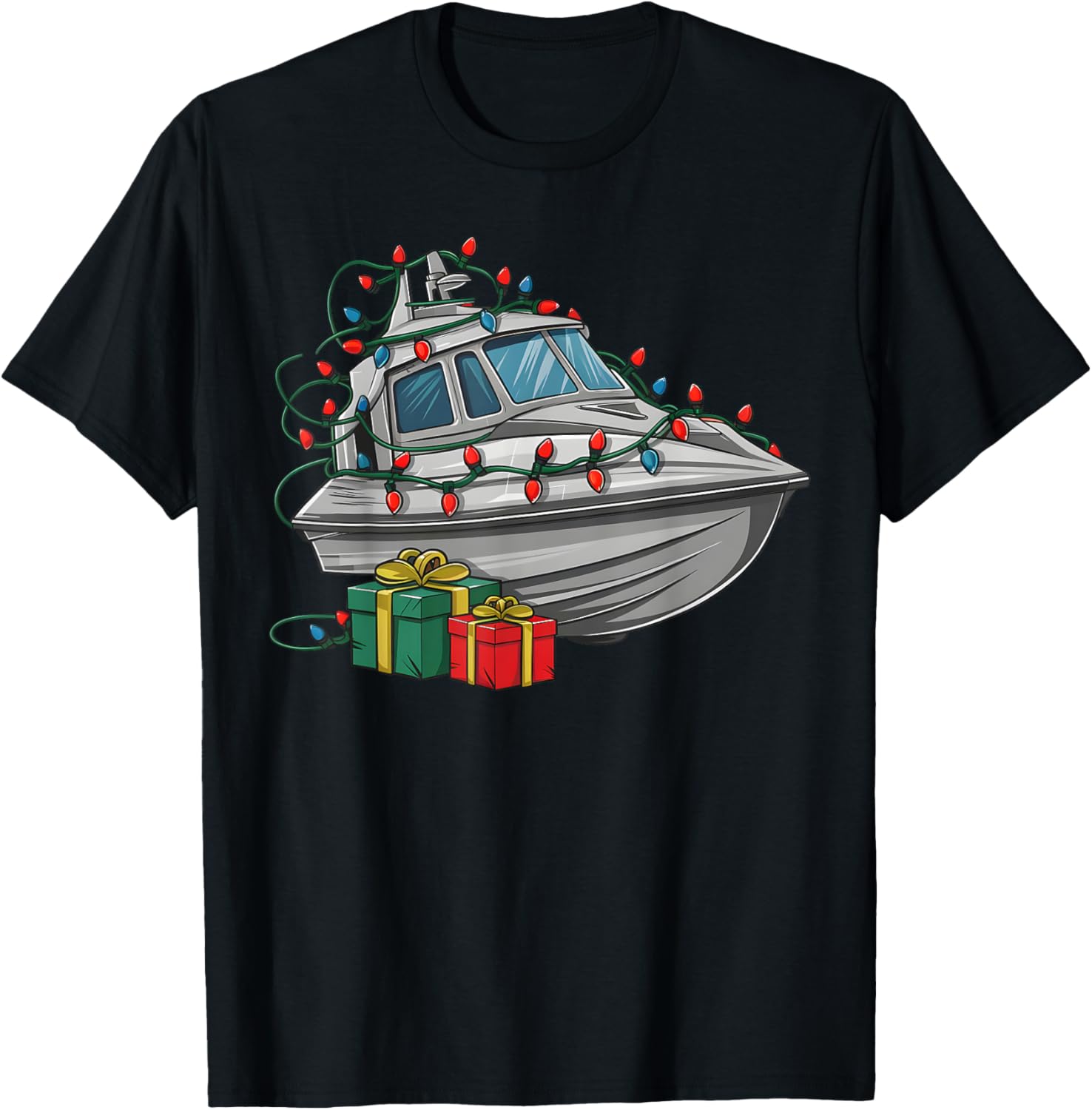 Funny Jet Boat Xmas Lighting Santa Hat Jet