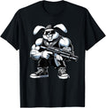 Thug Bunny Holding Gun Muscles Gangster Rabbit Lovers Art