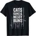 Cats Guns Messy Buns Funny Womens Cat Lover Pro Gun
