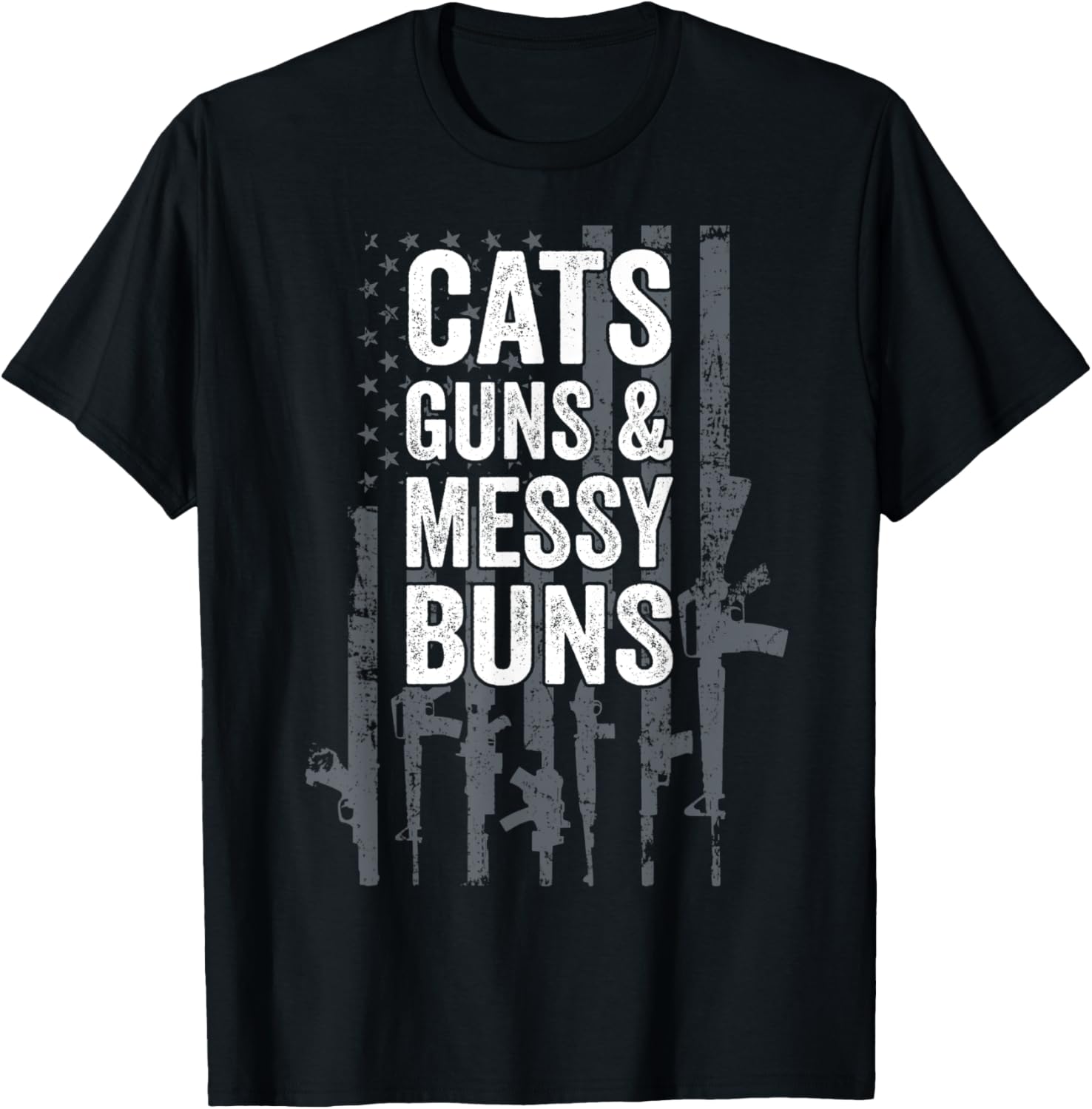 Cats Guns Messy Buns Funny Womens Cat Lover Pro Gun