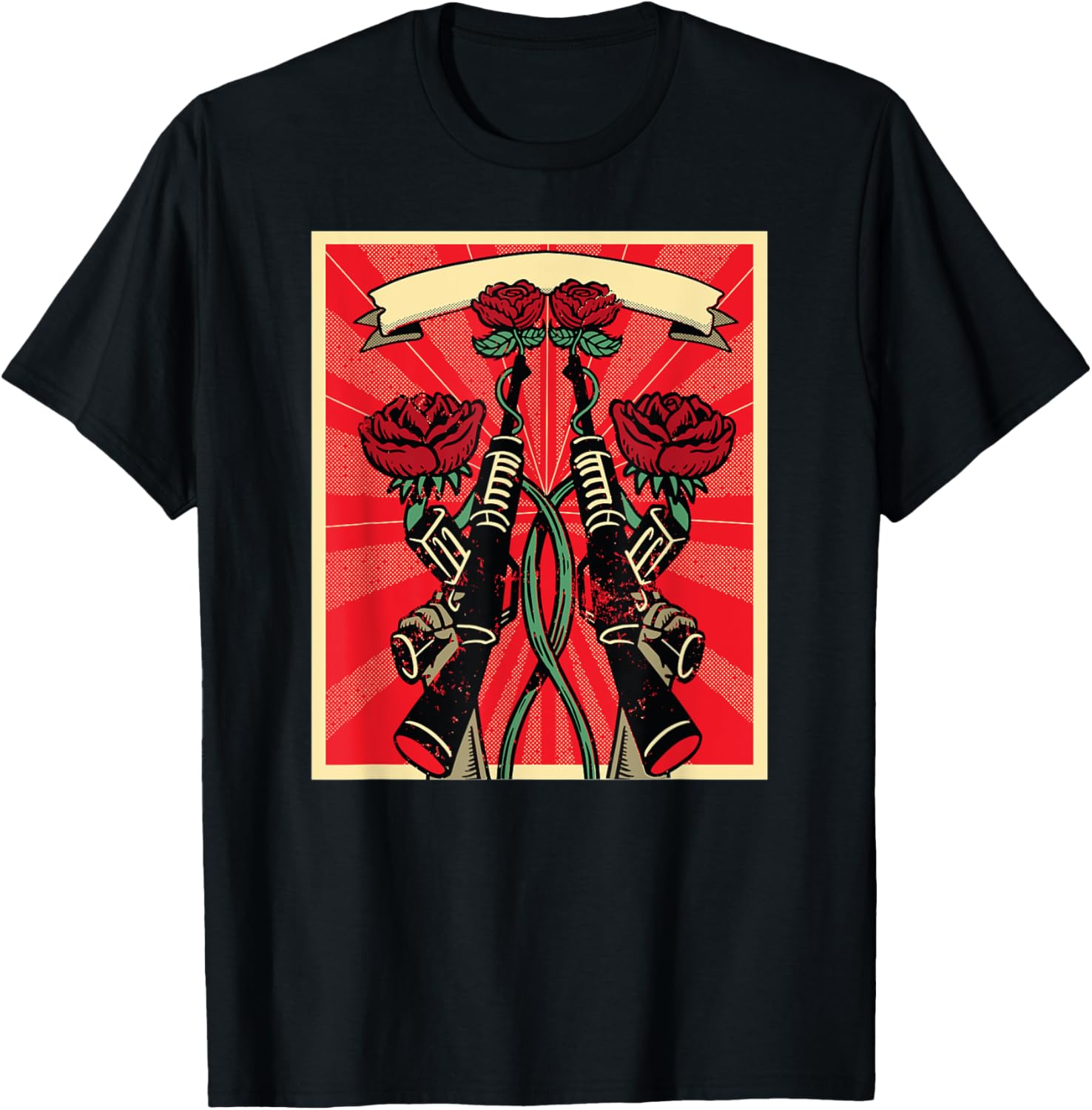 Machine Gun Rifles With Roses Gift