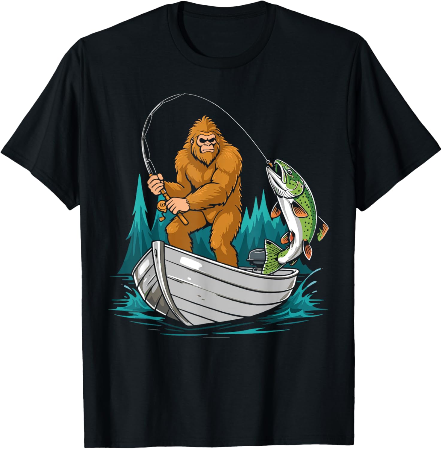 Bigfoot Fishing Boating Sasquatch Fishing Boat