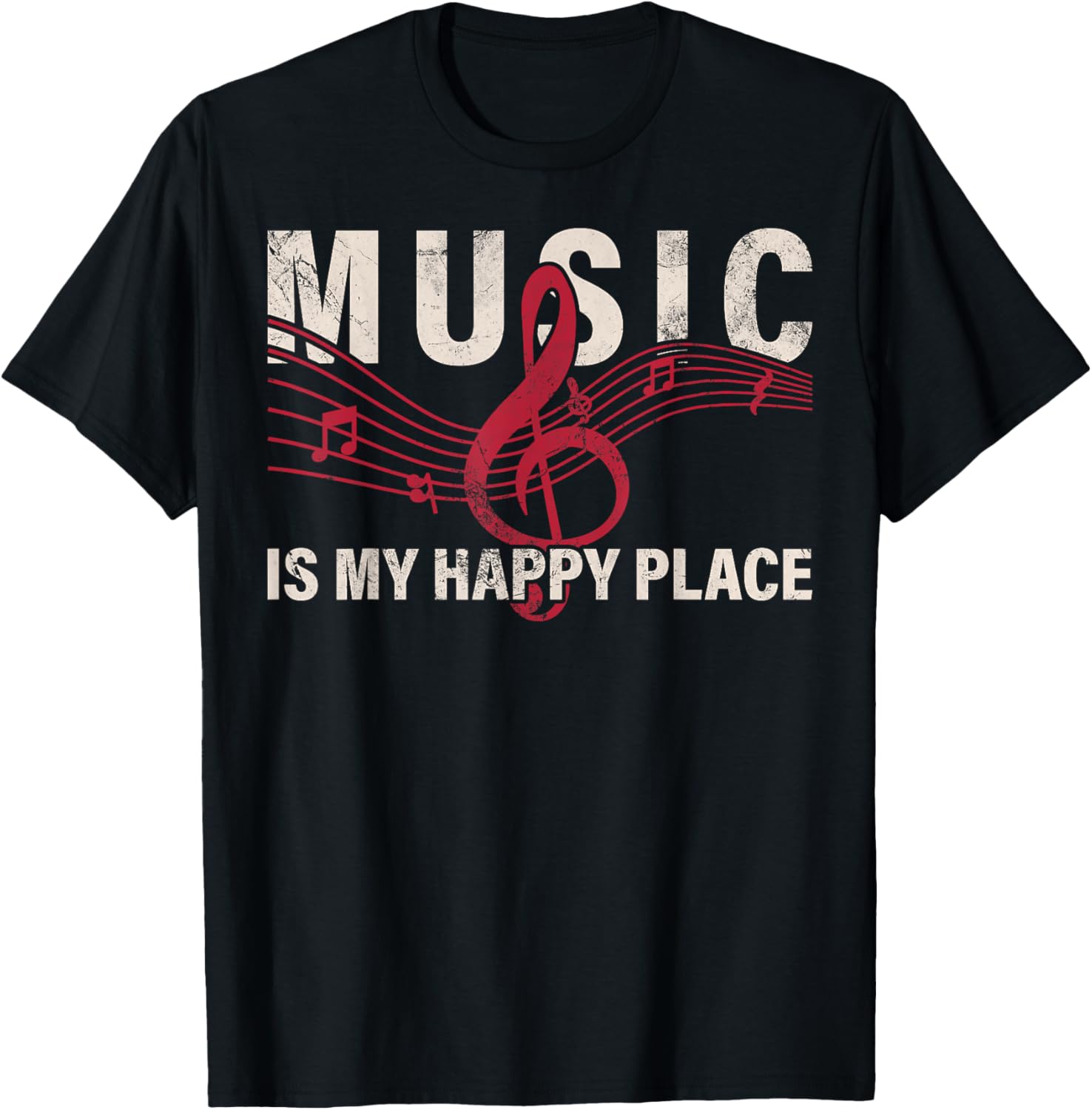 Music Lover Retro Vintage Rock On Music Is My Happy Place