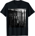 American Flag and NYC Skyline black and white tee shirt T-Shirt for Women Kids Men