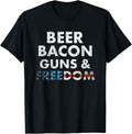 Vintage Beer Bacon Guns Freedom T Shirt Funny 4Th Of July Women
