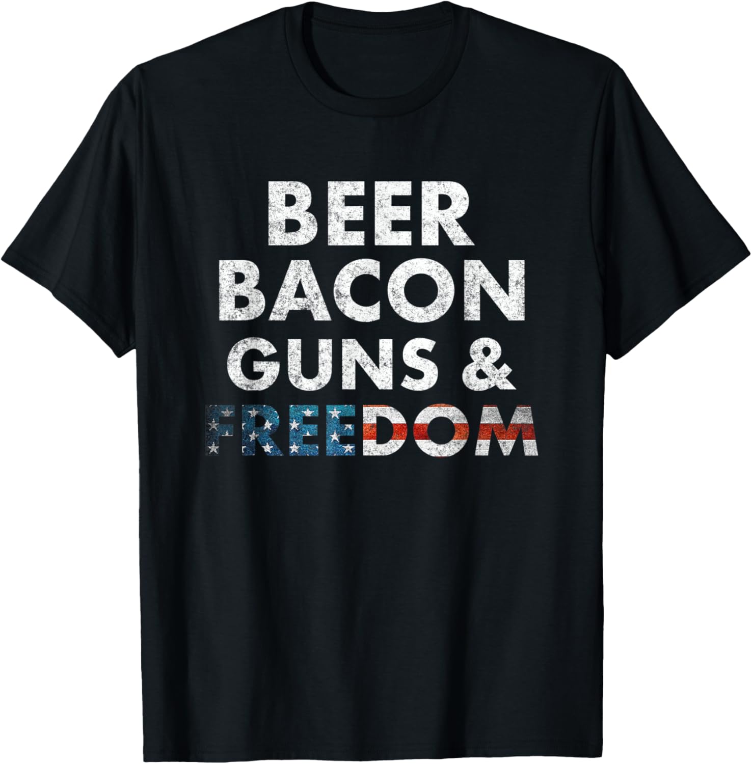 Vintage Beer Bacon Guns Freedom T Shirt Funny 4Th Of July Women