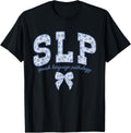Women Speech Language Pathology SLP Coquette Blue Flower Bow