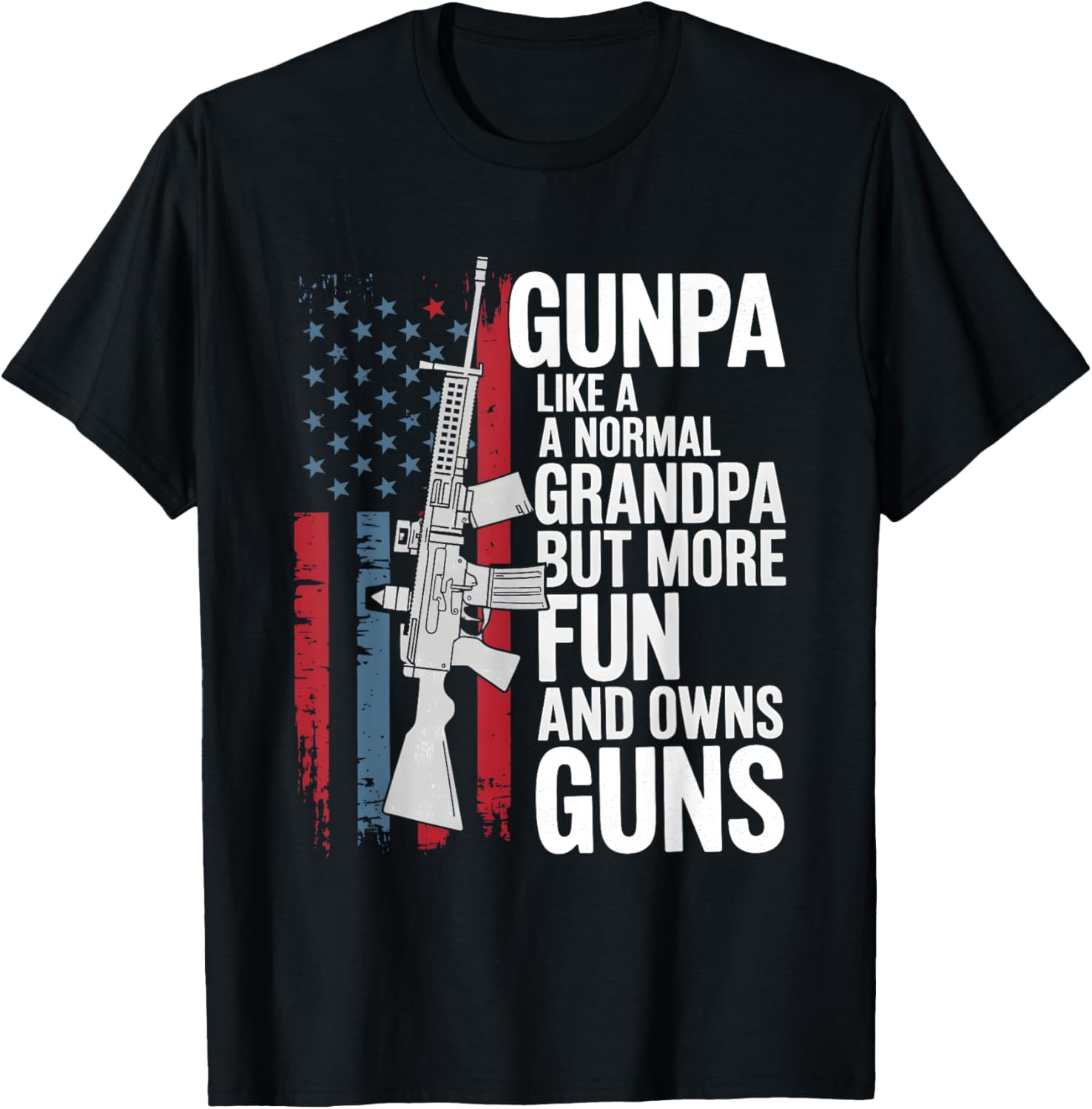 Funny Gunpa Definition Tee Us Flag Grandpa Men Unisex Adults Black Small