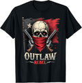 Outlaw Rebel Skull Bandana Guns Cowboy Biker Shirt