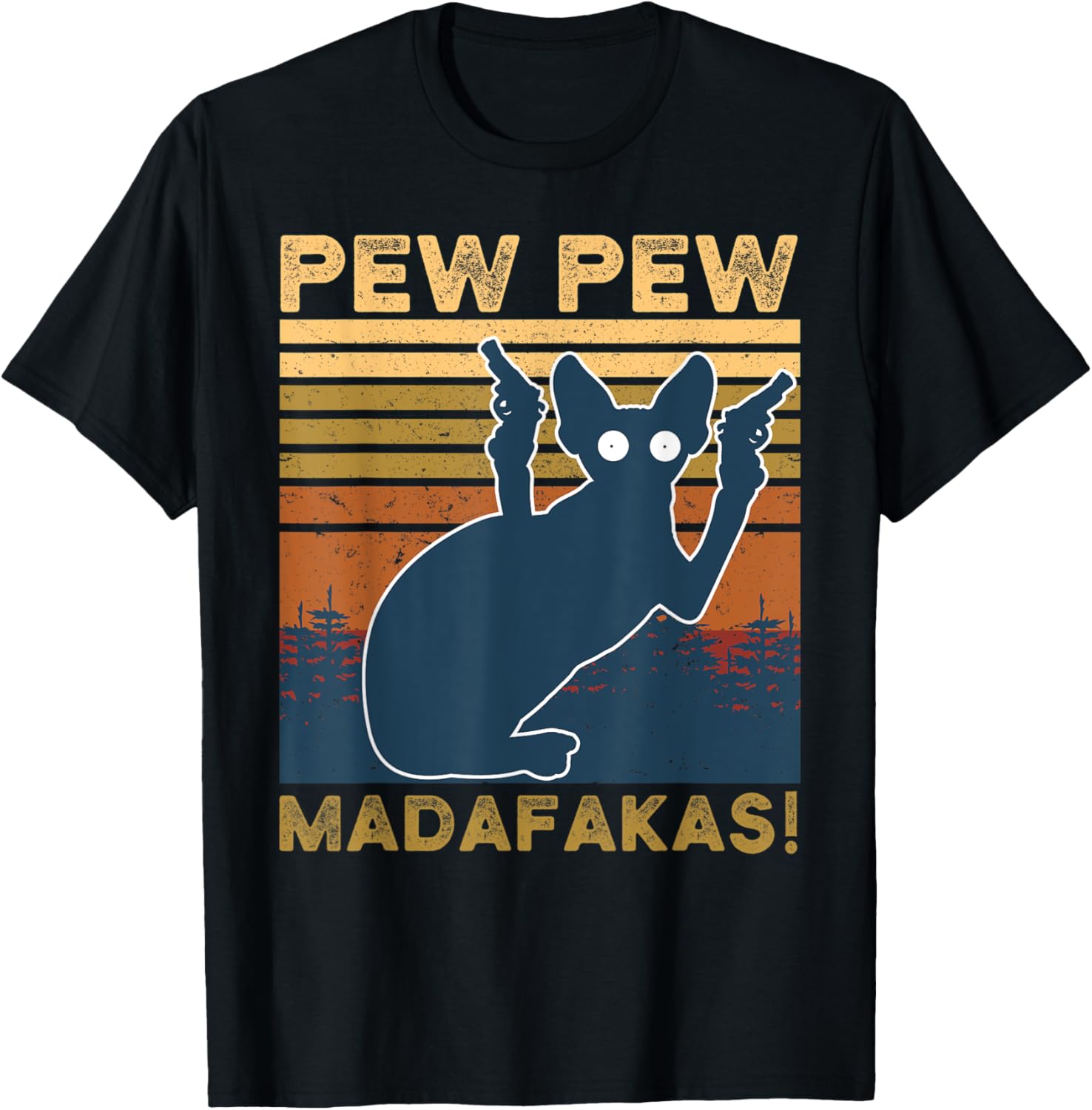 Sphynx Cat Pew Madafakas Guns Pistol Retro Vintage