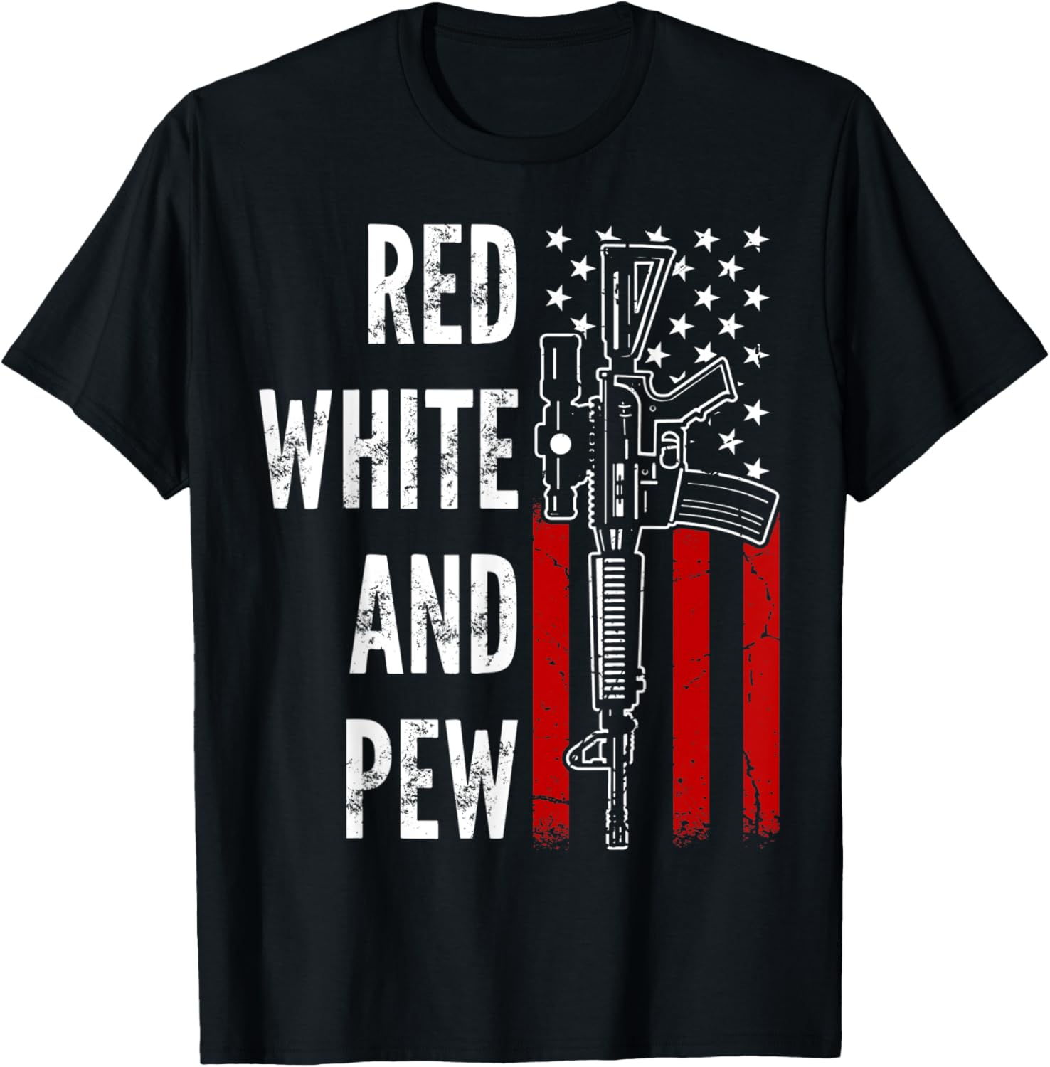Red White Pew Funny Gun Lover Usa American Flag Pro Guns