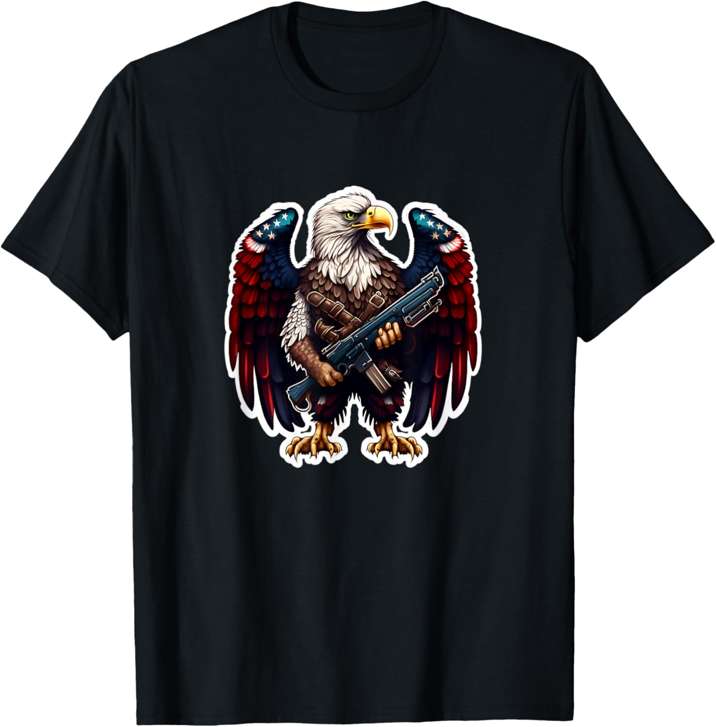 Patriotic Bald Eagle With A Rifle American Flag Usa 4Th July