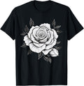 Minimalistic Rose Flower On Black And White Rose