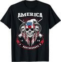 America Brotherhood 1976 Guns Skulls Patriotic T Shirt