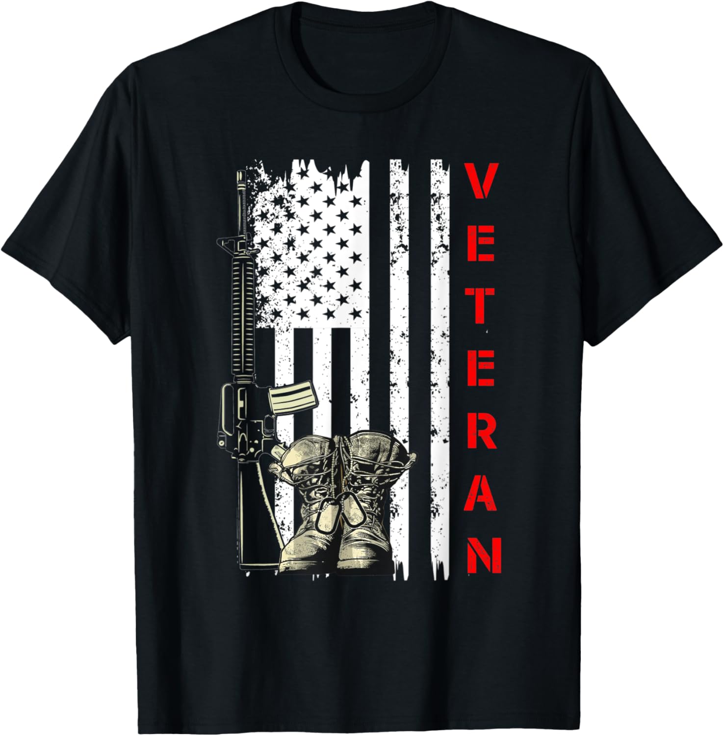 Veteran Usa Flag Gun Combat Boots T Shirt Us Veteran
