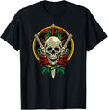 Skull Face With Roses 80S 90S Rock Music Guns Skull