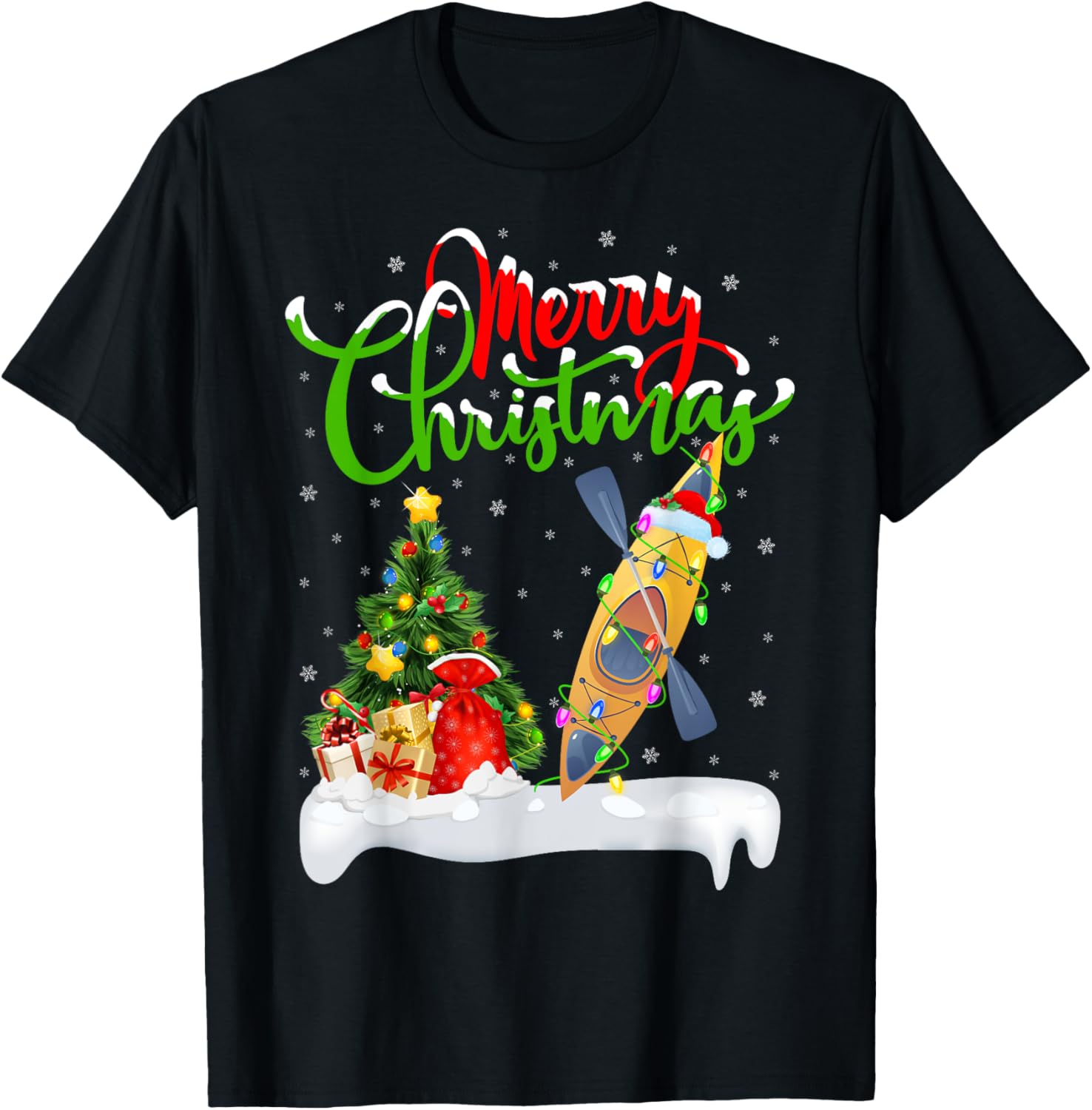 Xmas Tree Lighting Santa Hat Kayak Boat Kayaking