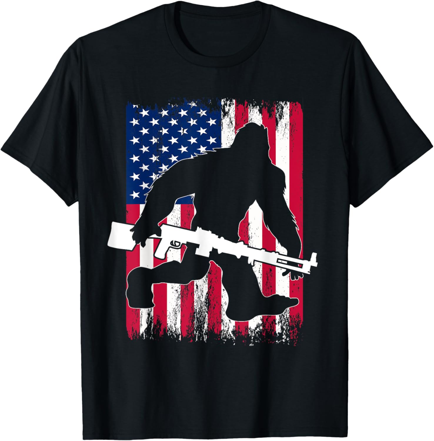 Guns Yeti Sasquatch Cryptid Usa Flag 2Nd Amendment Bigfoot