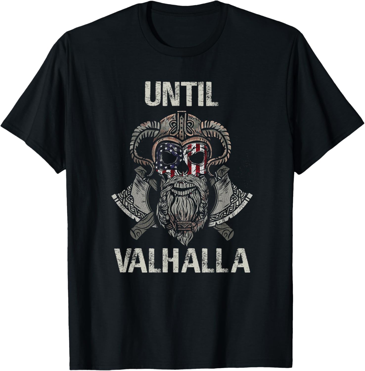 Until Valhalla Viking American Flag Skull Guns Ragnar