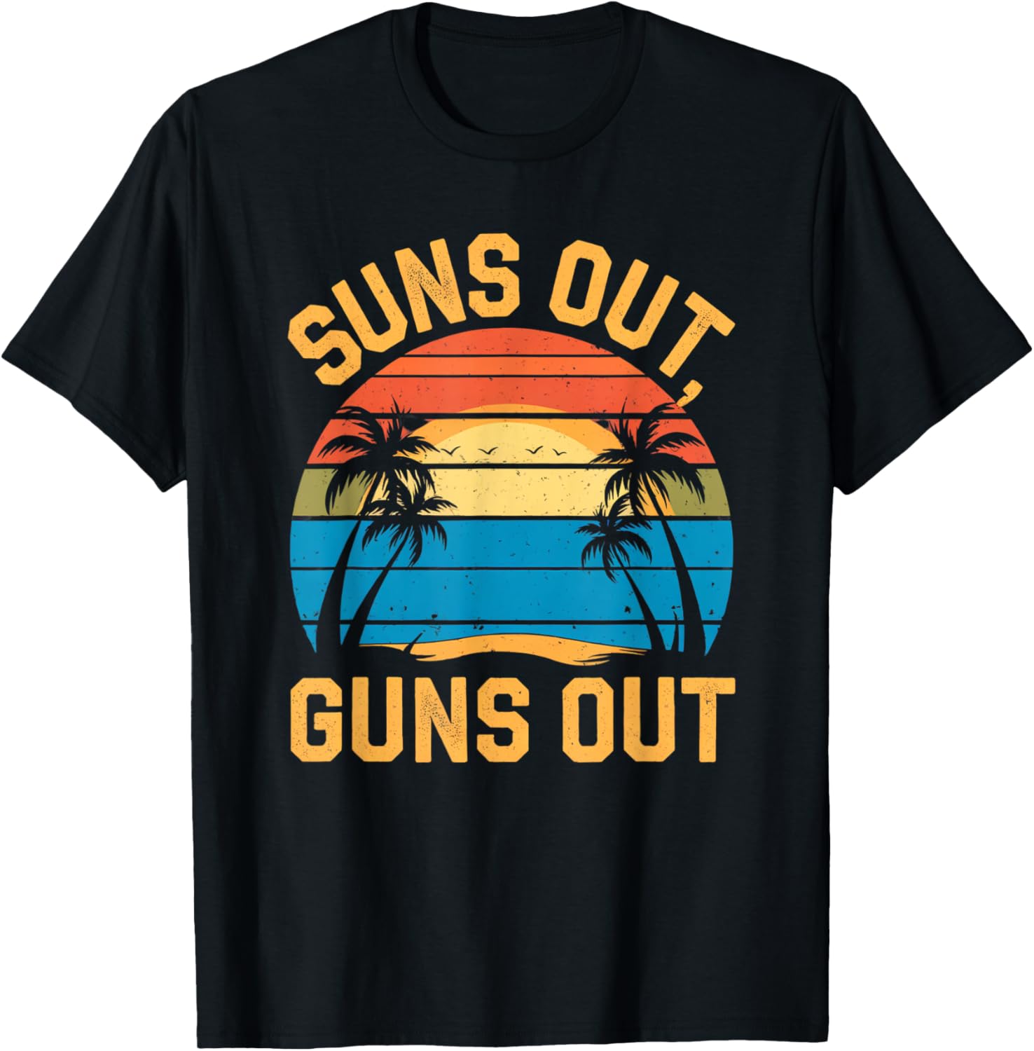 Vintage Suns Out Guns Out Gym Bro Beach Sunset Summer