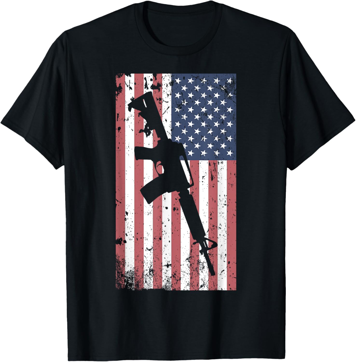 Ar 15 Rifle American Flag T Shirt Distressed Gun Tee