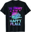 Library is My Happiest Place Bookworm Librarian Reading Book