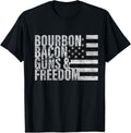 Bourbon Bacon Guns Freedom T Shirt Flag Tee