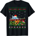 Ugly Xmas Lights Santa Hat Fishing Boat Christmas