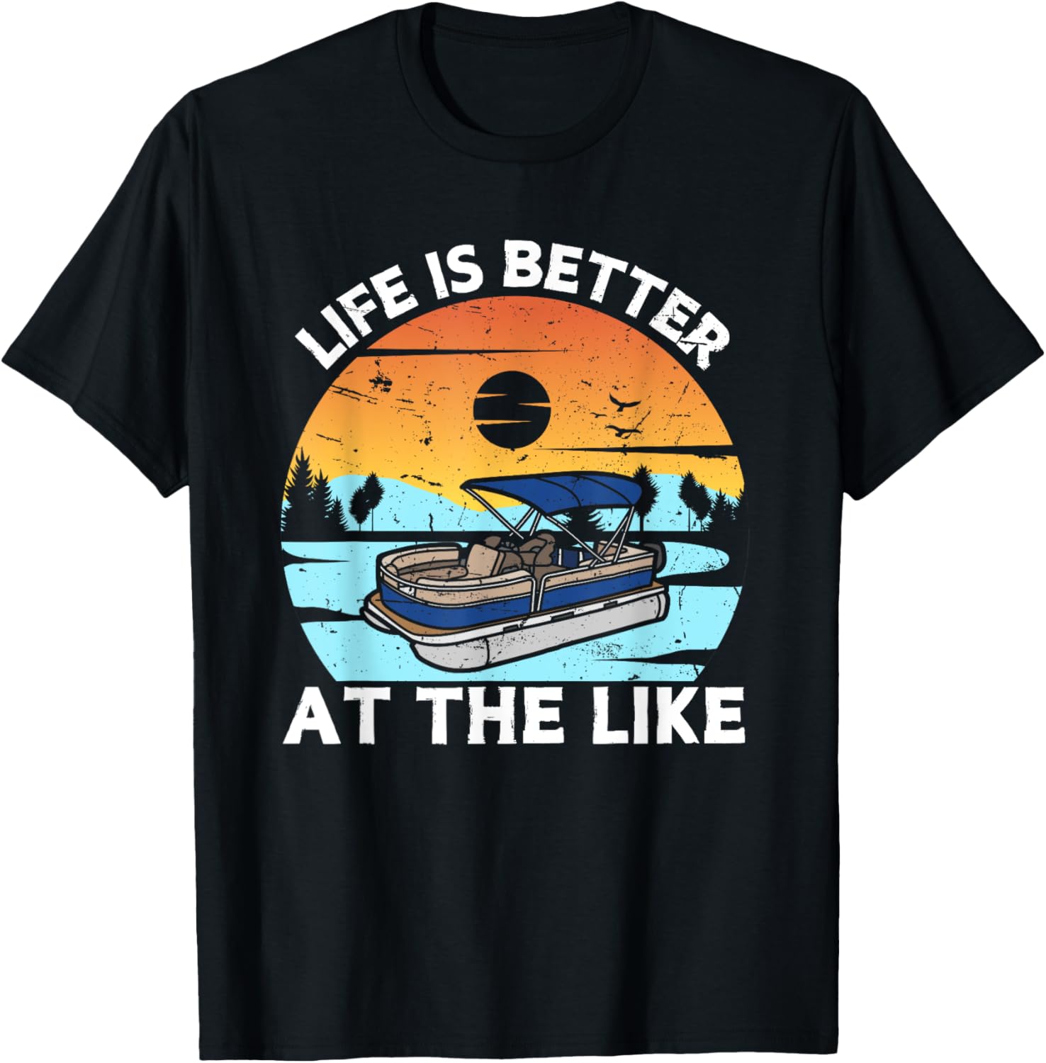 Retro Pontoon Boat Art Men Women Pontoon Boat