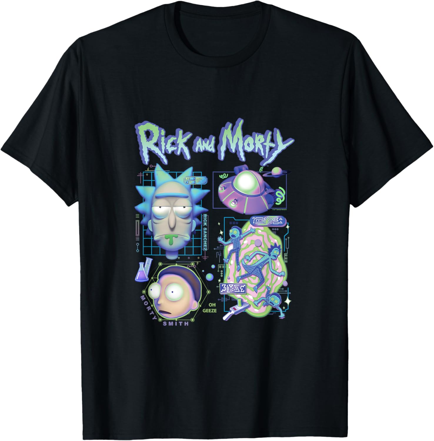 Rick Morty 3D Vaporwave Style Space Cruiser Portal Gun