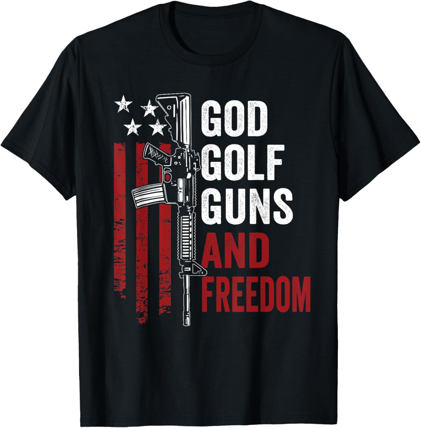 God Golf Guns Freedom Funny Pro Guns Golfer Rifle Flag
